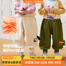 嘟嘟家男童灯芯绒裤子春装女童长裤春季宝宝运动裤卡通儿童童装潮