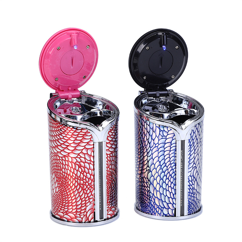 Plastic Car Ashtray LED Lamp with Cover Ashtray