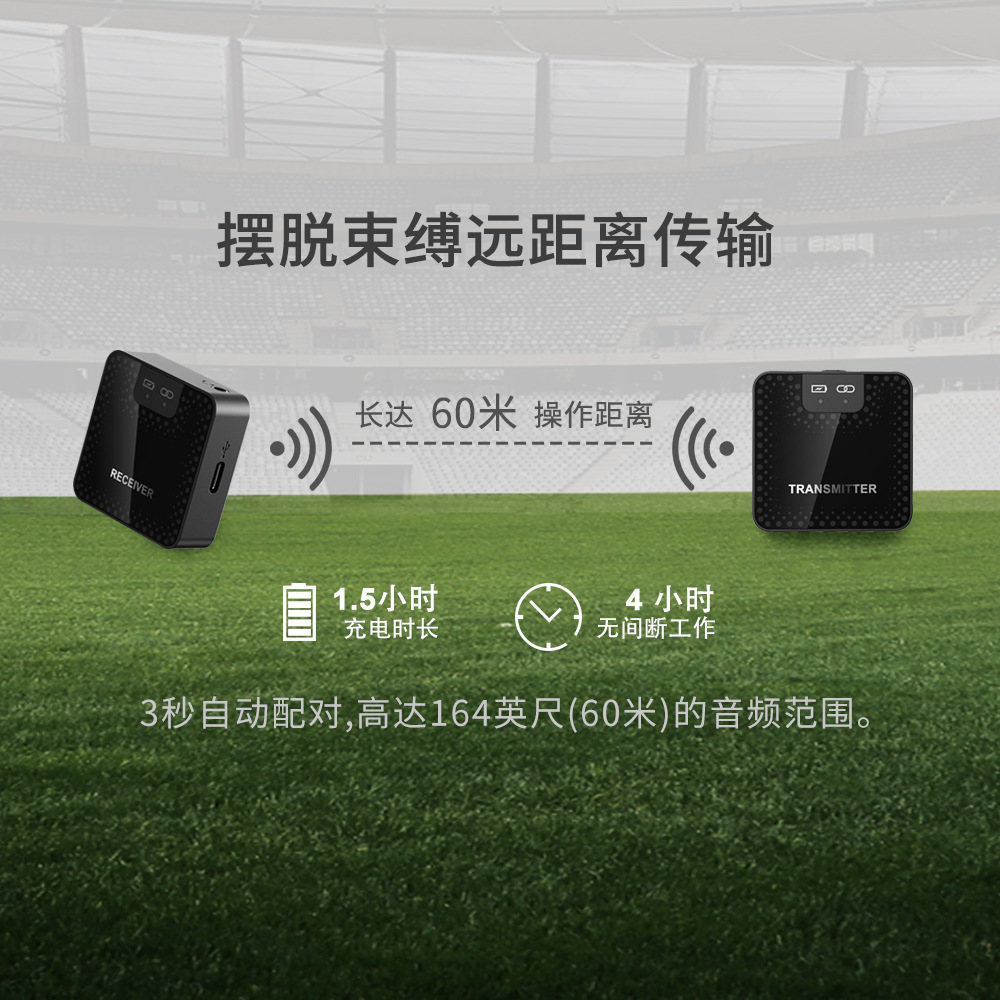 2.4G遠(yuǎn)距離領(lǐng)夾麥直播錄播vlog專業(yè)無線麥克風(fēng)