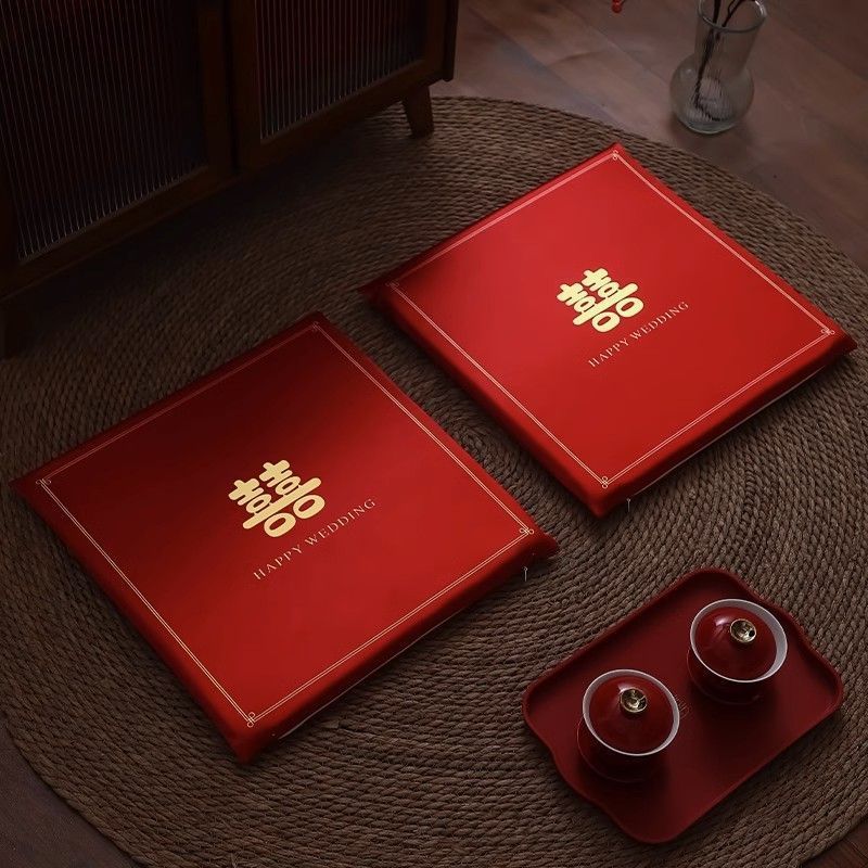 婚庆结婚坐福垫跪垫喜垫婚礼用品红色喜字坐垫拜堂敬茶垫子一对|undefined