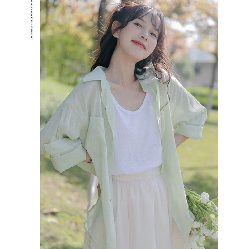 Милые рубашка, clothing защита от солнца, тонкий кардиган, slip dress, летний шелковый плащ, куртка