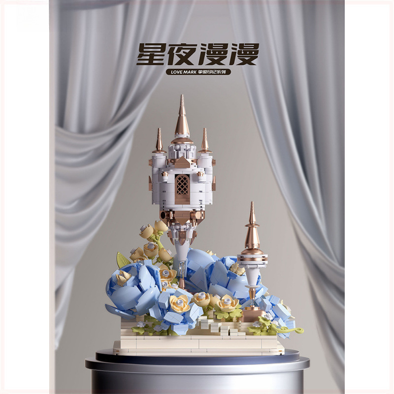 ロマンチックな灯台ローズ永遠の花束ギターウクレレクリエイティブ装飾品組み立ておもちゃ女の子の誕生日プレゼント|undefined