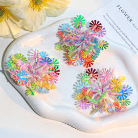 透彩亮片糖果色花朵耳环饰品配件彩色串珠流苏雏菊洞洞鞋花装饰品