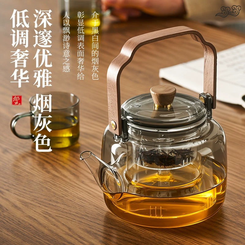Tetera de Vidrio con Asa de Vidrio de Borosilicato Resistente al Calor para Té image 3