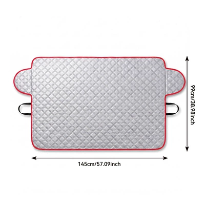 New cross-border car windshield: Car snow shield - diamond-pattern-front-panel-red-trim