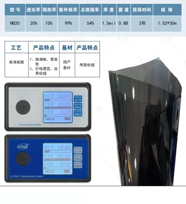 HD Carbon Film Low Haze Automotive Film - 152m30m-hd20-20-light-transmission-99-uv-protection