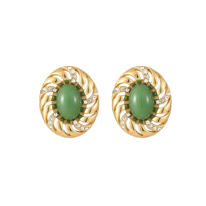 22g Weight Titanium Steel Ear Needle Material Ear Studs Classification 1 Pair Quantity Holiday, Daily Occasion Titanium Steel Material Oval Pattern All Seasons Season Women's Gender Plating Design Vacation, Classic Style Style 1 Pair Vacation Classic Style Oval Plating Titanium Steel Ear Studs 10