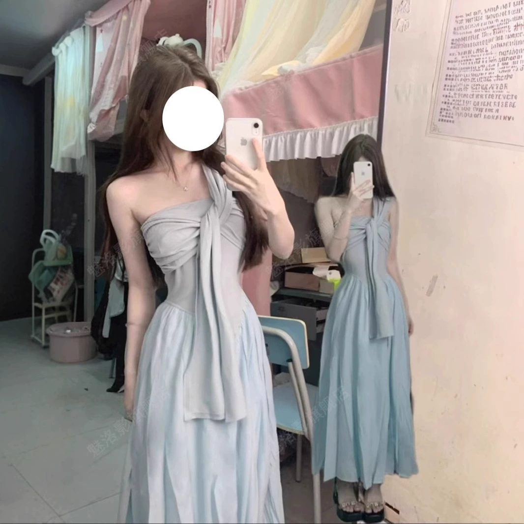 2025 новый высококлассный асимметричный дизайн морской отпуск топ-платье женское летнее французский стиль длинная юбка