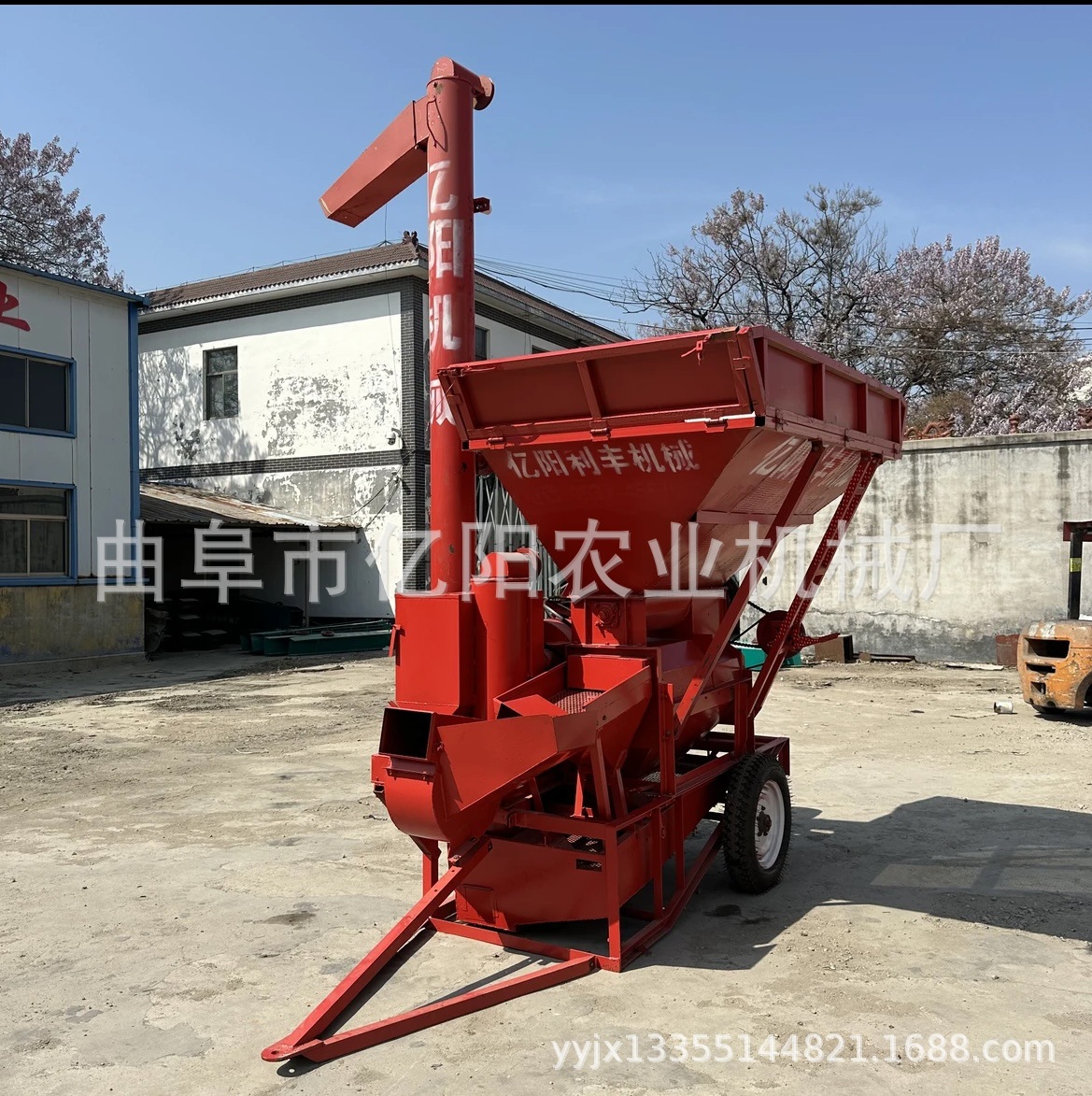 河北新式双筒铲车脱粒机 新式脱粒机厂家