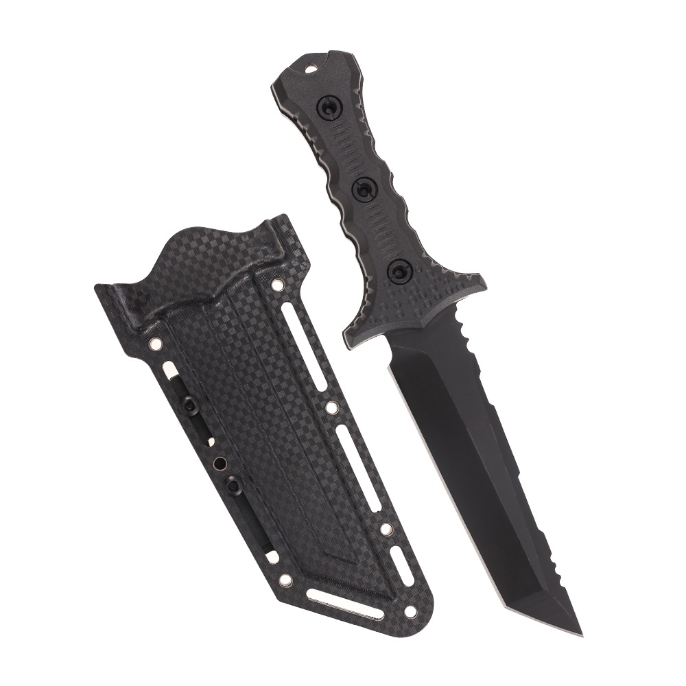 Cuchillo al aire libre cuchillo táctico cuchillo recto cuchillo de camping K-vaina cuchillo de defensa personal en el automóvil barra de magnesio linterna de acero inoxidable táctica defensa personal
