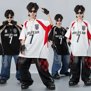 儿童街舞潮服hiphop中大童男孩嘻哈架子鼓走秀套装男童爵士演出服