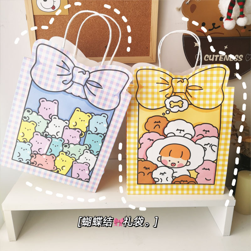 少女心礼品袋可爱卡通蝴蝶结系列纸袋手提袋购物袋包装袋收纳袋