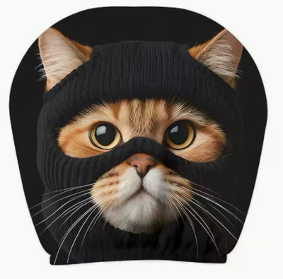 best-selling universal pullover printed car headrest | Universal seat cover - black-mask-cat-double-sided-printing-1-piece