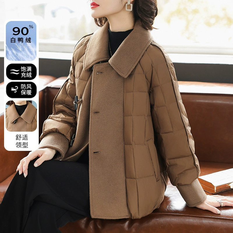 Мама зимняя короткая 90 белая утка пуховик куртка среднего возраста зимняя толстая хлопчатобумажная куртка средний и пожилой женский топ