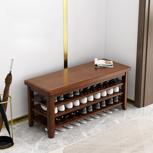 All Solid Wood Shoe Changing Stool for Home Entrance Door, Shoe Cabinet and Stool, Integrated Entrance Shoe Rack, No Need to Install Shoe Changing Stool
