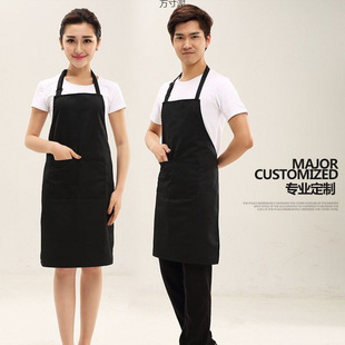 Chef apron men's body supermarket women's kitchen black catering neck long work apron source factory a wholesale