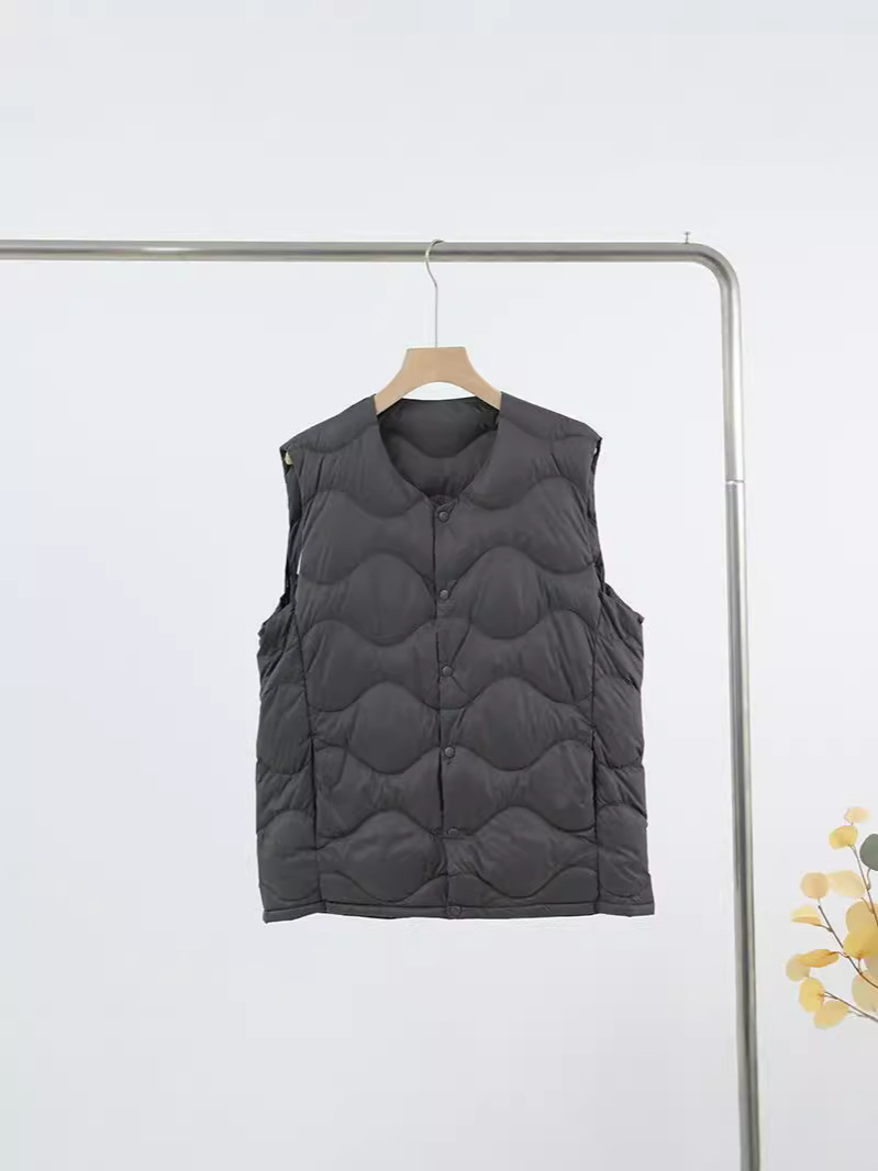 Nuevo invierno hombre ligero plumón interior cuello V delgado portátil suelto universal abrigo de manga larga de chaqueta blanca cálida