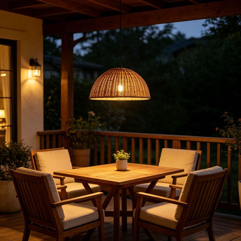 Retro Pastoral Handmade Rattan Hemisphere Lampshade, Light Luxury High-End Courtyard Balcony Terrace Outdoor Ambiance Pendant Lampshade Retro Pastoral Handmade Rattan Hemisphere Lampshade, Light Luxury High-End Courtyard Balcony Terrace Outdoor Ambiance Pendant Lampshade