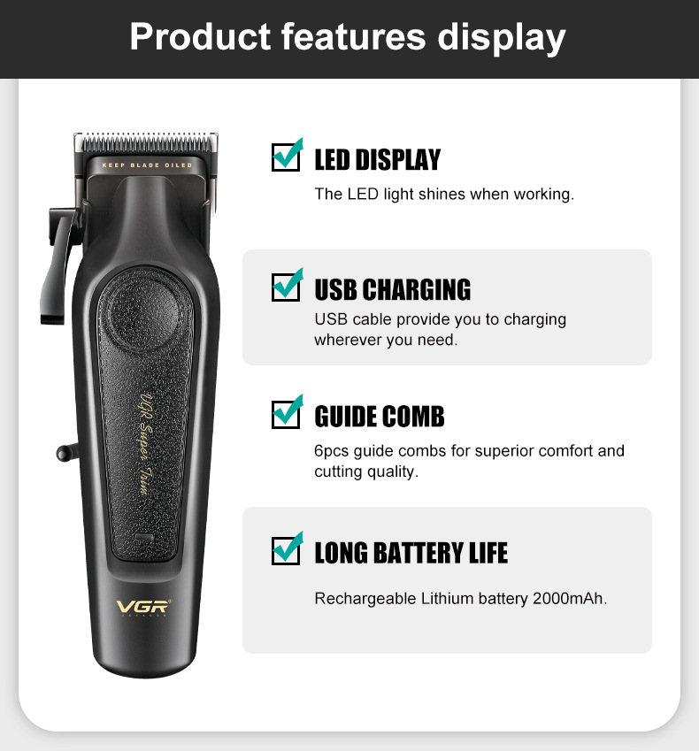 Electric Hair Clipper Salon Style Gradient Hair Trimmer Rechargeable_voghion.com