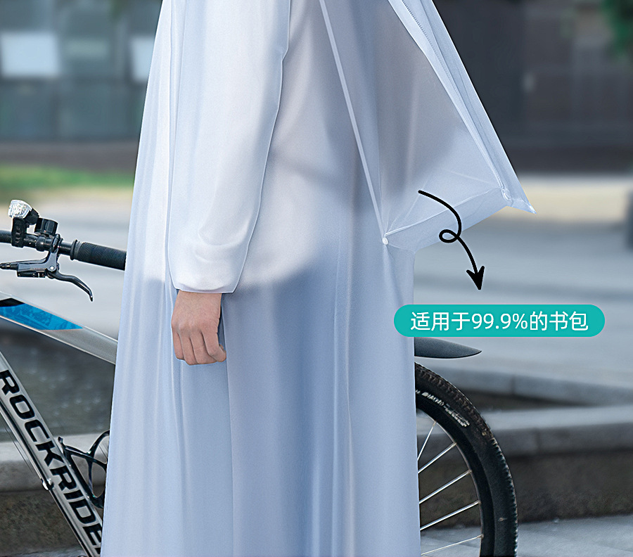 女性用自転車レインコート バックパック対応