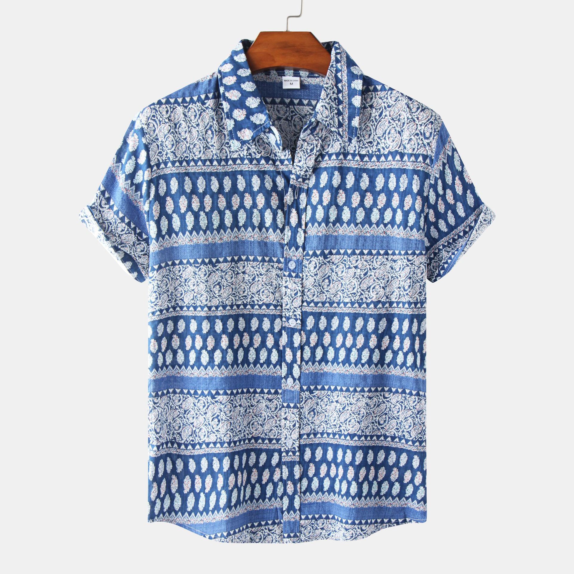 350g Weight Short Sleeve Sleeve Length 4-Way Stretch Fabric, Polyester Fabric Type Regular Top Length Blouse Tops Type Daily Occasion Turndown Neckline Breathable Function Loose Fit Type Ditsy Floral, Leaves Pattern Summer Season Men's Gender Printing Design Hawaiian Style Wholesale Men's Hawaiian Ditsy Floral Leaves Short Sleeve Printing Men's Tops 无