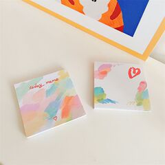 付箋 粘着性なし 油絵風 ラブリー かわいい メモ帳 角ラベル紙 インス 高見え シンプル