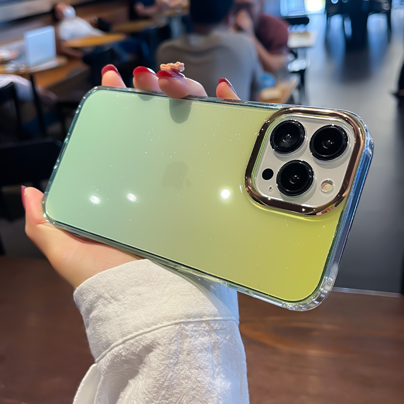 Iphone16携帯ケースフラッシュグラデーションTPUソフトエッジアップル15メッキpcレンズリングi13保護カバーを適用|undefined