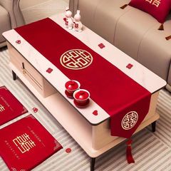 結婚テーブルの旗の赤いお茶のテーブルクロスの結婚部屋の配置は食卓のテレビの戸棚の蓋の布の結婚式の用品の大全を飾ります。