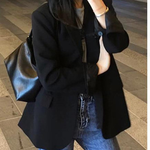 Black Suit Jacket Female Petite 2024 Spring and Autumn Short High-end Sense Fried Street Korean Casual Slimming Suit New
