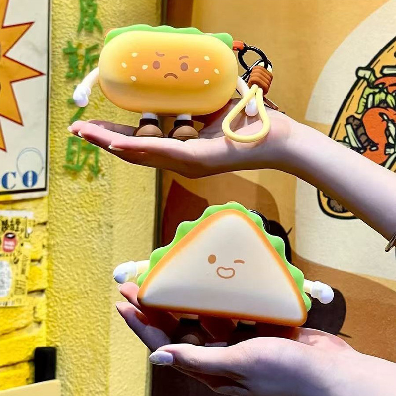 下午茶系列零钱包迷你卡通热狗牛角包夹心饼干三明治书包挂件收纳|undefined