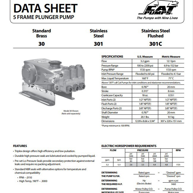 优惠代理美国猫牌CAT PUMPS柱塞泵30