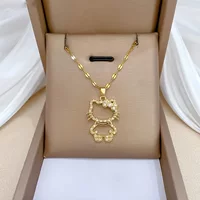Ожерелье женский японский и корейский ветер сеть красный кот циркон нишевый новый дизайн-подвеска мода темперамент титановая сталь ожерелье