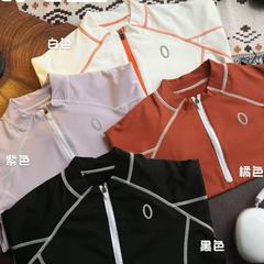080904 秋季新款 儿童韩版明线半拉链速干长袖打底衫 一件代发