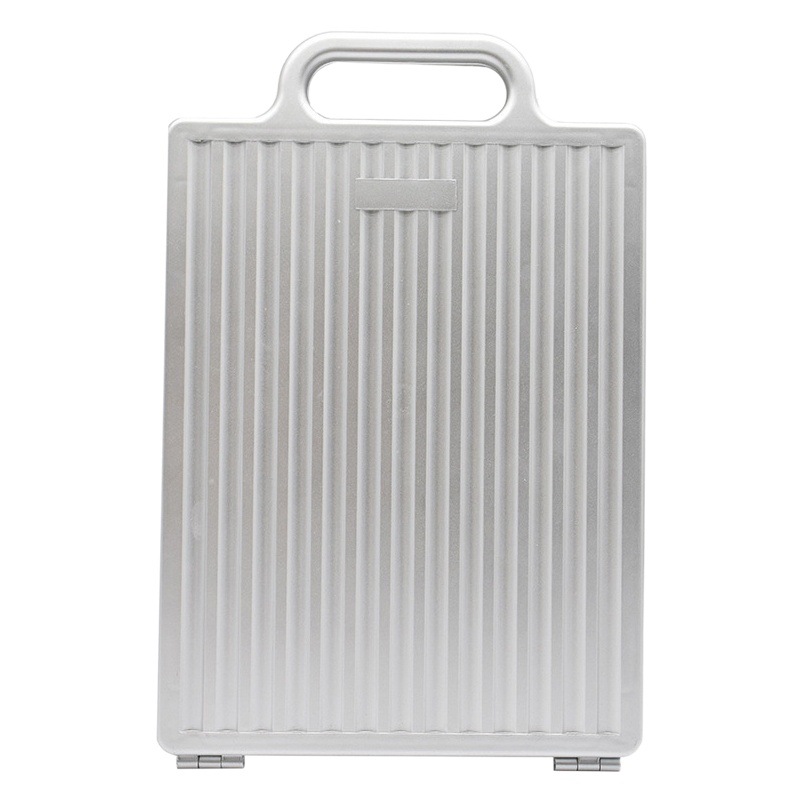 Peluquería plegable material de aluminio de doble cara de maquillaje salón de pelo hogar espejo retrovisor cuadrado blanco rayado espejo de doble cara