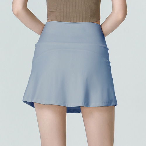 Nylon ultra-high waist pocket sports skirt for women, running skirt, anti-exposure yoga skirt, fitness tennis skirt