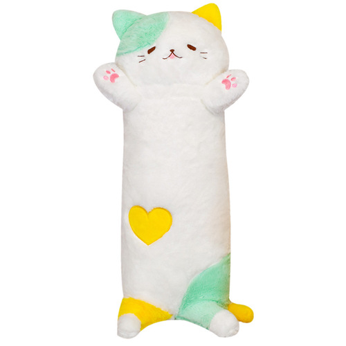 Three-Color Cat Long Throw Pillow Cover for Girls, Plush Cartoon Throw Pillow, Dropshipping