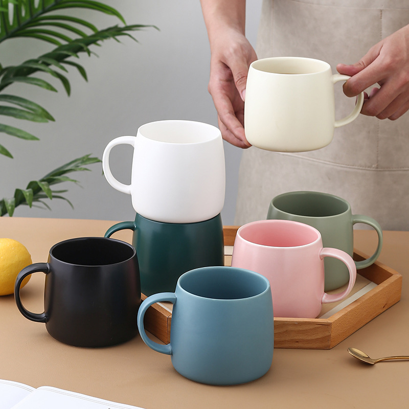 Ceramic Mug Nordic Color Glaze Coffee Milk Tea Breakfast Water Cup Office Restaurant Afternoon Tea Couple Cup