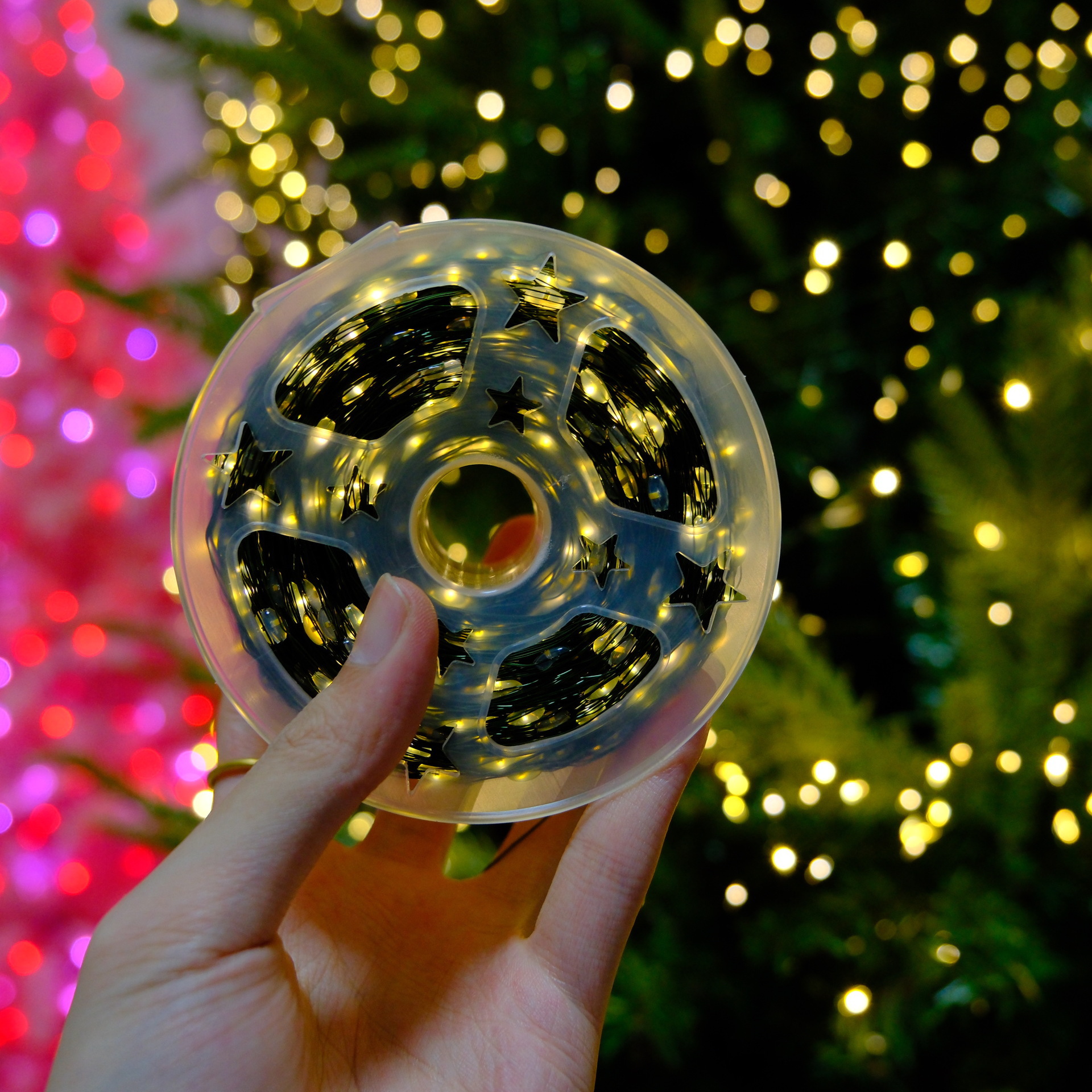 Control remoto transfronterizo árbol de Navidad lámpara de alambre de cobre lámpara petardos estrella de caña colgando árbol interior y exterior lámpara de Navidad