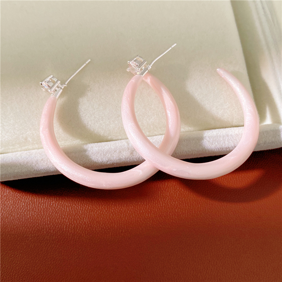 Aguja de plata de color dopamina zircón goteo de aceite en forma de C pernos de orejas temperament simple aretes ligeros de lujo alta sensación auriculares al por mayor image 8