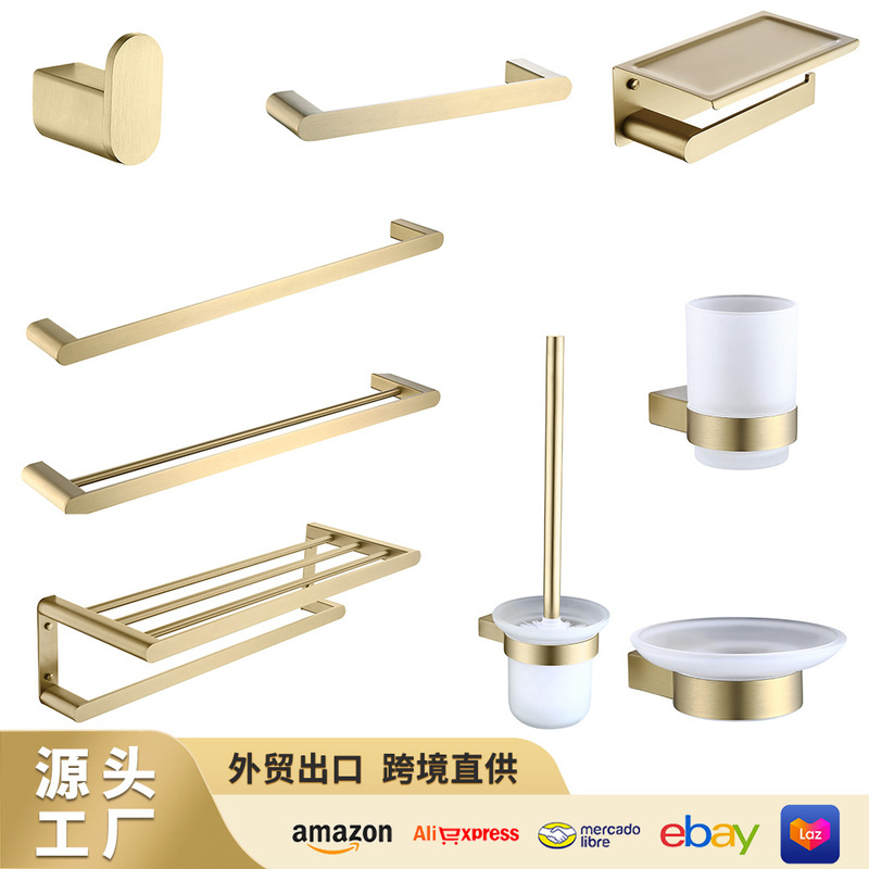 Cross-Border 304 Stainless Steel Brushed Gold Bathroom Accessories Towel Rack Bathroom Storage Towel Rack Towel Storage Rack Cross-Border 304 Stainless Steel Brushed Gold Bathroom Accessories Towel Rack Bathroom Storage Towel Rack Towel Storage Rack