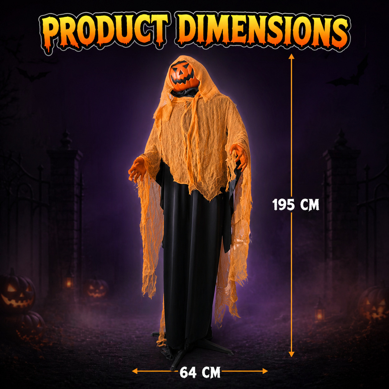 Nuevos productos de Halloween controlados por voz gran lámpara de calabaza accesorios eléctricos juguetes decoración accesorios terroristas transfronterizos fantasmas colgados