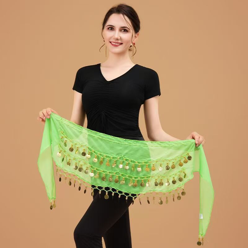 Cross-Border Hot-Selling 72 Coin Belly Dance Waist Chain, Indian Dance Waist Belt, Hip Scarf, Performance Belt, Waist Scarf Accessories, Gold Coin Belt