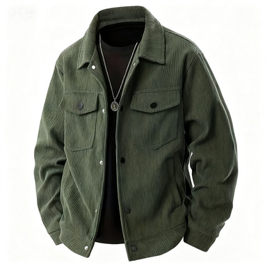Monochrome Man- European And American Cross-Border Corduroy Single-Breasted Casual Sports Trend Pocket Jacket Men's Turn-Down_voghion.com