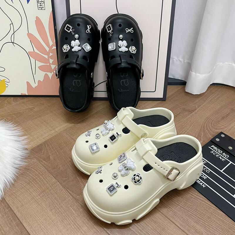 Heightened Hole Shoes Women's 2024 Summer Trendy Thick Bottom Non-Slip Fashionable Outer Double White Bear Beach Sandals Heightened Hole Shoes Women's 2024 Summer Trendy Thick Bottom Non-Slip Fashionable Outer Double White Bear Beach Sandals
