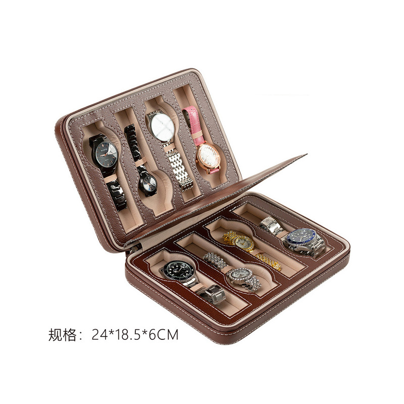 時計ボックス大容量ハイエンド pu レザードロップシッピングジッパー時計収納ボックスハイエンドマルチポジション卸売|undefined