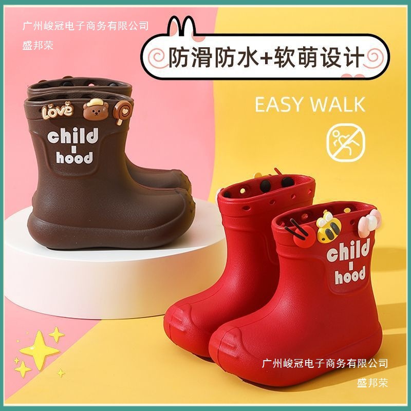 Factory Direct Sales Children's Rain Boots Girls 2025 New Baby Rain Boots Girls 2 Years Old Children Go to School Waterproof
