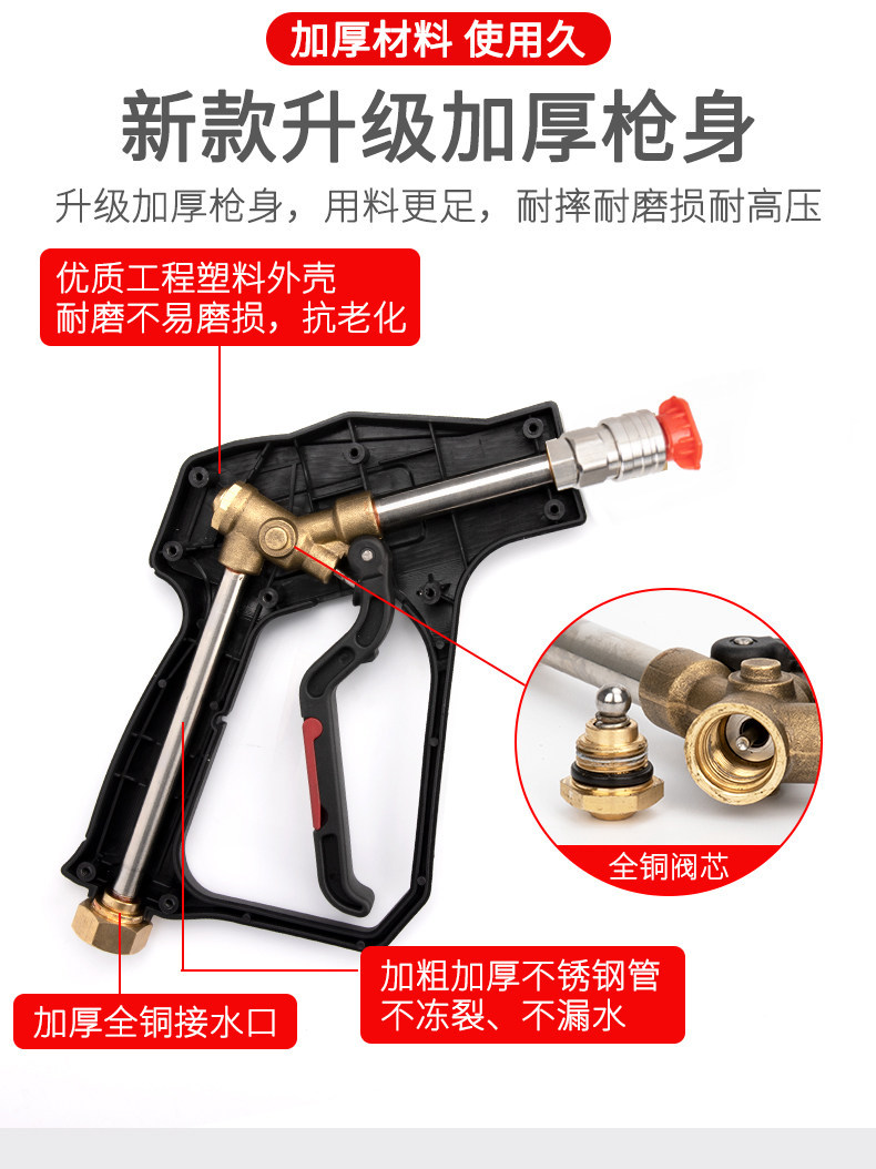 Suitable for car wash shops, specialized high-pressure water gun head, car wash machine gun head, Black Cat powerful cleaning machine quick-connect brush