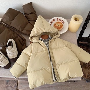 Korean Children's Wear 2024 New Children's Down Jacket Winter Boy's Hooded Jacket Small and Medium-sized Children's White Duck Down Jacket Trendy