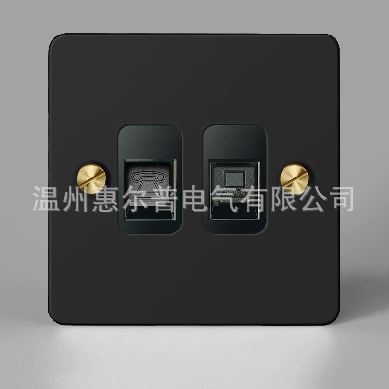 Mounted black retro switch key, light panel stainless steel