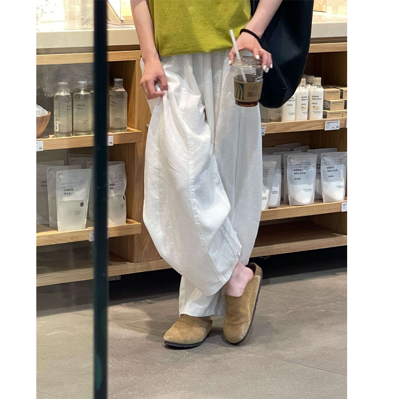 Quần culottes nữ ống rộng eo cao dáng suông mùa hè phong cách Hàn Quốc — màu trắng chi tiết 3